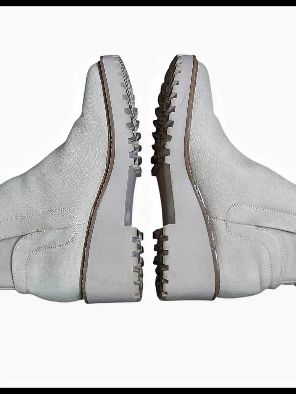 Dolce Vita Rango Canvas Twill Boot Bootie Wedge Lug Sole Khaki White Cream 10